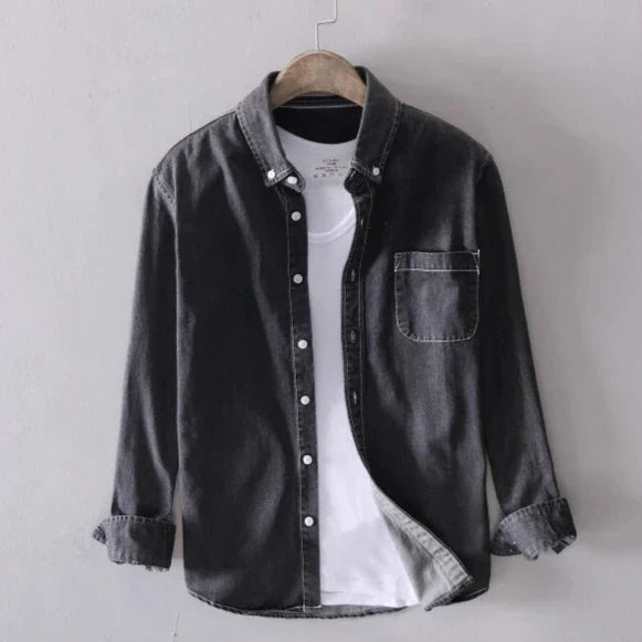 Camisa de mezclilla premium con botones para hombre